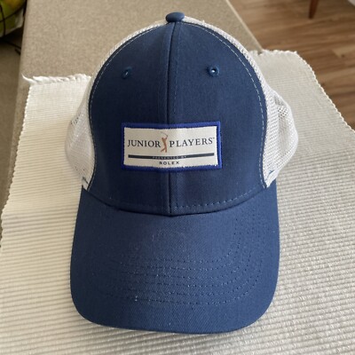 Junior Players ROLEX Golf Cap Trucker Blue/White Mesh Adjust Strap Logo
