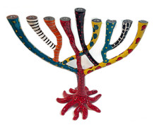 new metal Hanukkah colourful Jewish Menorah israel Chanukah.painting enamel 25cm