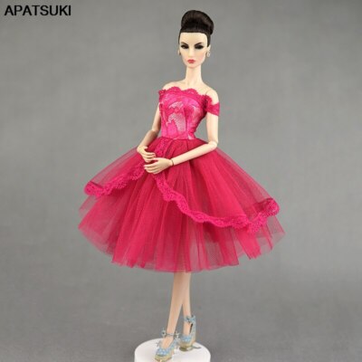 Pink Barbie Outfits Diy Hot Pink Lace Doll Dress For Doll Clothes
