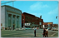 Busy Main Street Nashua New Hampshire Classic Cars VINTAGE Postcard