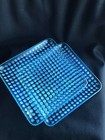 TWO FENTON ART GLASS BLUE OPALESCENT HOBNAIL SQUARE DINNER PLATES 11 1/8” — photo 1