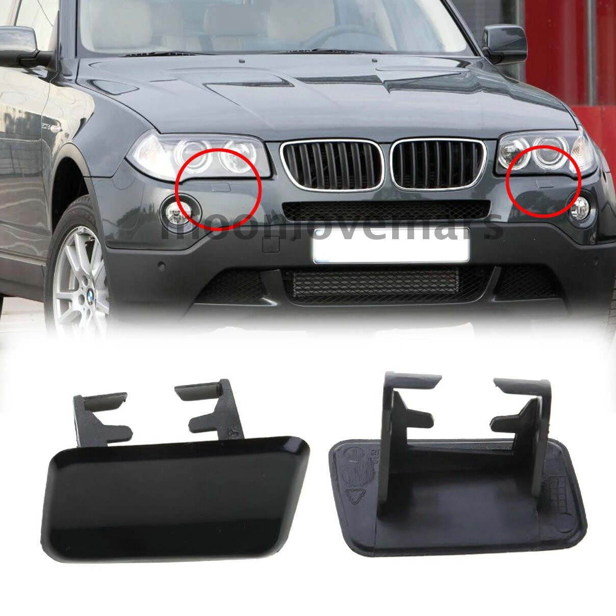 Car Front Headlight Washer Nozzle Cover Cap Pair For BMW X3 E83