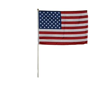 12x18 12''x18'' Lot of 12 (Dozen) USA American Ball Top Stick Flag wood Staff 100D