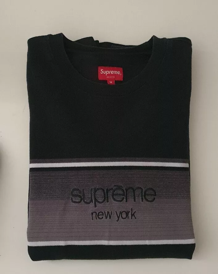 Pull noir SS18 Supreme Shadow Stripe L/S haut manches longues taille M 
