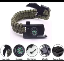 Tactical Paracord Bracelets with Knife/Flint Rod/Compass/Whistle  *USA*