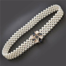 Women Belt Pearls Crystal Buckle Bridal Party Dress Waist Charms Rhinestone New