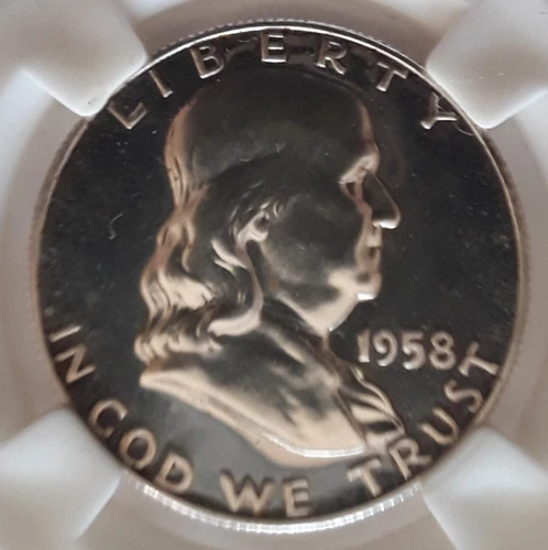 1958 Franklin Half Dollar Proof, Uncirculated, Not Graded, Not Certified, 90% S