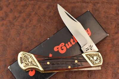 FROST CUTLERY WORM GROOVE AMBER BONE LIL LOCKBACK KNIFE IN ORIGINAL BOX (13305)
