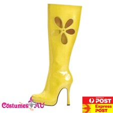 Womens Yellow Gogo 60s 70s Go Go Boots Knee High Boots Hippie Hippy 1960s 1970s