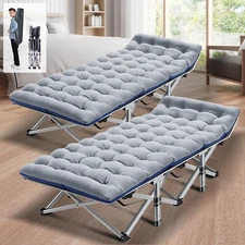 Folding Camping Cots Portable Guest Sleeping Bed W/Mattress&Storage Bag 2Packs