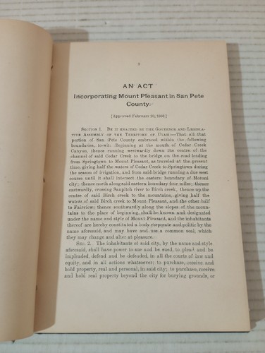 Mount Pleasant Utah Revised Ordinances Criminal Procedure Justices Court 1891 - Picture 2 of 18
