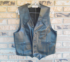 VINTAGE 1990'S SKIN PROVINCETOWN MEN'S GENUINE BLACK LEATHER VEST. SIZE 38