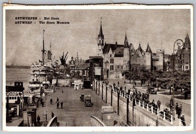 Antique Postcard Het Steen Castle Antwerp, Belgium 1920s