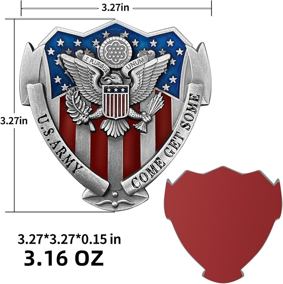 US Army Veteran Metal Car Emblem 3D Decals Shield Shape with Eagle ...