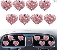 8 Pcs Bling Heart Air Vent Clips, Crystal Heart Air Fresheners Ven Color: Pink