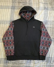 Hooey Men's Pullover Hoodie Black w/ Aztec Sleeves Hood Lining Western Large