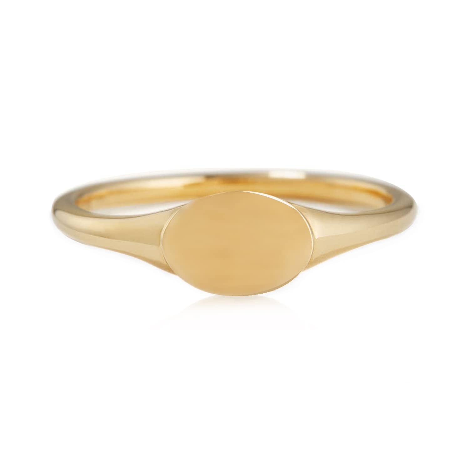 14K Gold Plated Signet Rings Stackable Slim Signet Rings Thin Plain Statement...