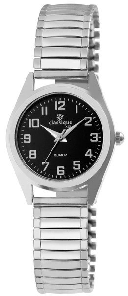 Classique Damen Armband Uhr Silber Schwarz Farben Edelstahl Zugarmband 28Mm-image
