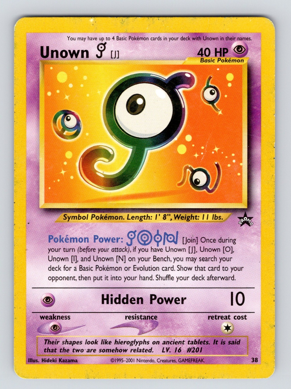PL! Unown [J] 38/53 Wotc Promo Regular