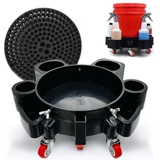 5 Gallon Rolling Bucket Dolly with 5 Rolling Swivel Casters for Car Wash