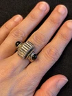 New ListingCHIC SOLID VINTAGE FLLI MENEGATTI STERLING 925 TWO TONE BLACK ONYX RING *9.8 gm*