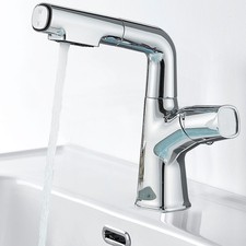 Miscelatore rubinetto bagno lavabo cromato con doccetta bidet monocomando ottone