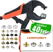 Heavy Duty Snap Fastener Tool Kit with 140 Set PCS 4 Color Snaps for Fabric, Boa