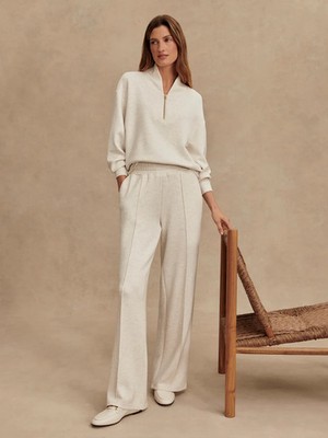 Varley The Wide Leg Pant 28'' in Ivory Marl, Size Medium