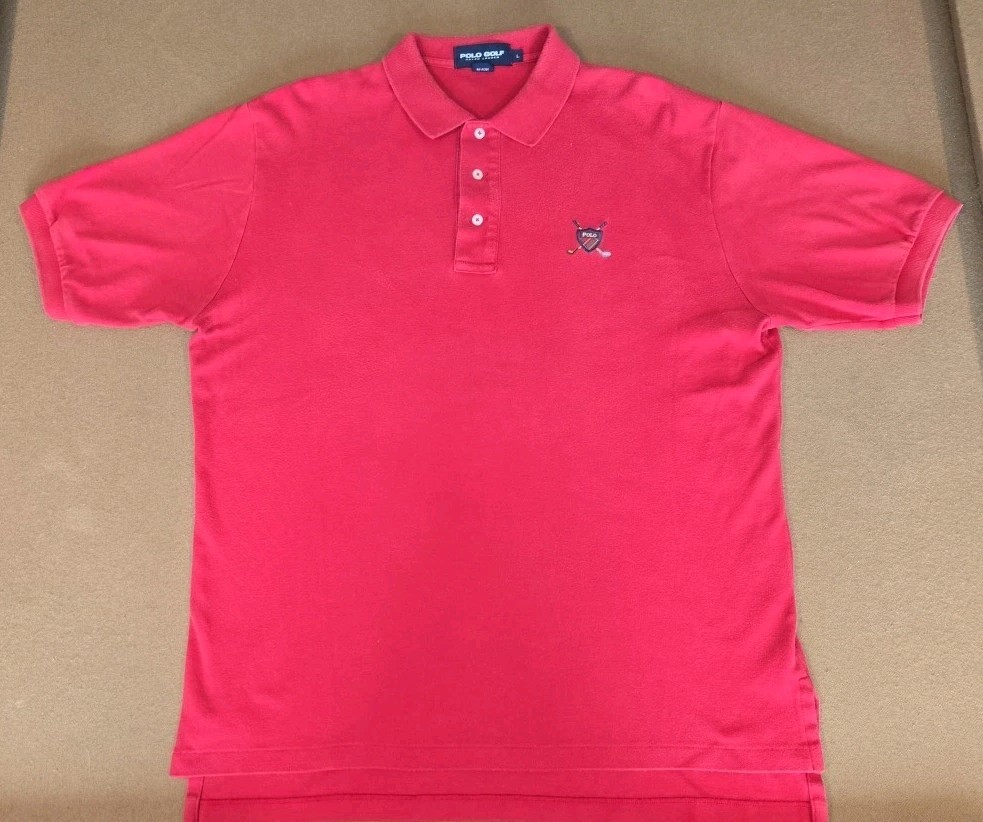 Vintage Polo Golf Ralph Lauren Polo Shirt Red Made In USA Size Large EUC