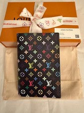 Louis Vuitton Murakami Passport Cover Black Monogram Multicolor Card Holder
