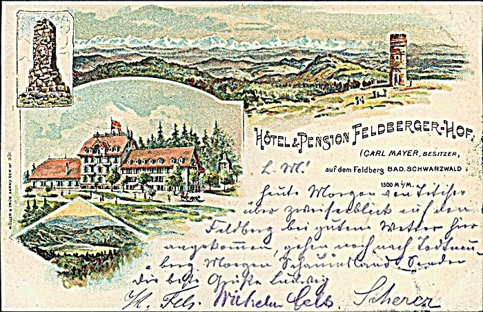 Postcard Hotel Penseion Feldberger Hof Feldberg Black Forest 1897 (b254) Bad