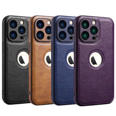 For iPhone 15 14 Plus 13 12 Pro Max Luxury PU Leather Shockproof Slim Back Case