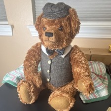 Dakin 1993 Vintage Plush Teddy Bear w/ Cap, Bow Tie Vest, Small