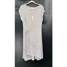 NEW Max Studio Stripe Texture Knit Cap Sleeve Asymmetrical t-shirt Dress XL