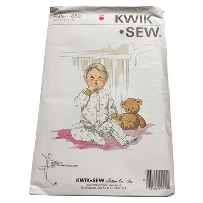Baby Sleeper, Sze: S-M-L-XL, Kwik Sew 853, UNCUT vintage pattern, c1960s