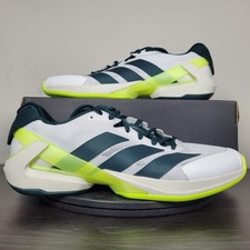 Adidas Adizero Ubersonic 5 Tennis Court Shoes White Green JR2714 Men's Sz 11.5