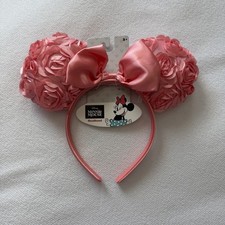 Disney Minnie Mouse Ears With Peach Bow and Flowers Brand New with Tags