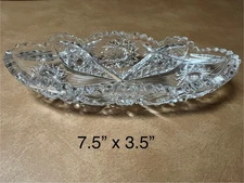 Oblong Cut Glass Bowl Relish Celery Tray Condiment Or Candy Dish