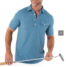 NEW Men’s Criquet Performance Sport Players Shirt Golf Mid Mod Navy Large NWT