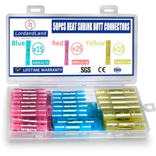 50 Pcs Heat Shrink Butt Connectors Kit,Heat Shrink Wire Connectors,Waterproof In