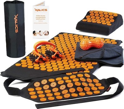 Xalics Akupressurmatte Akupressur Set Matte Kissen Ball Massage Orange