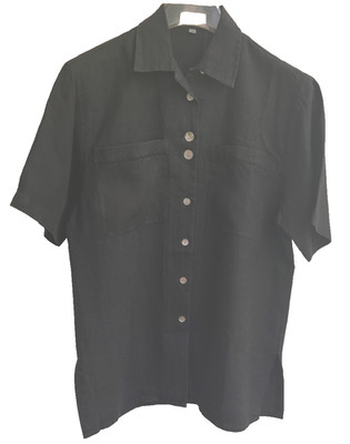 Leinen 100%  Kurzarmhemd  Bluse Schwarz PIER ANGELINI Damen  Gr.38 Top Zustand