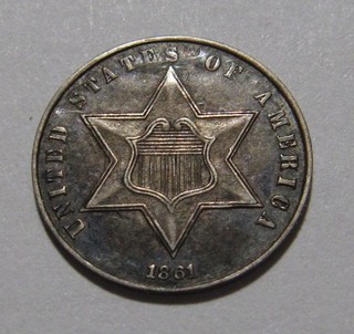 1861 Three Cent Silver (Trime) AU Condition 12SU 2