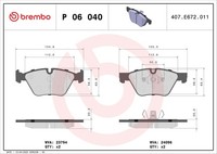 Vorderachse Brembo P 06 040 Bremsbelagsatz, Scheibenbremse FüR Bmw,Bmw (Brillian