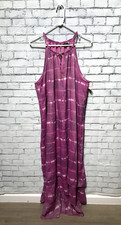 Mlle Gabrielle, Women 2X, Purple Flowy Lined Sleeveless Boho Maxi Beach Sundress