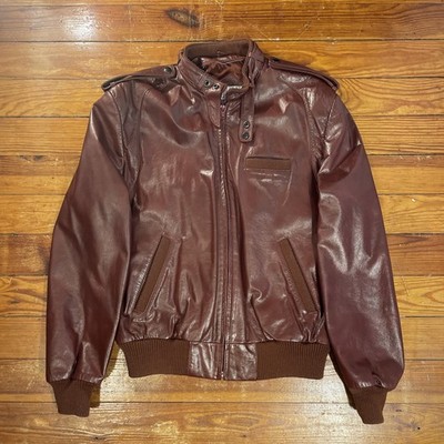 Vintage Bomber Chess King Genuine Leather Jacket Mens Size Large (42) Red