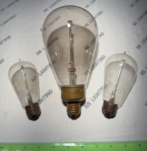 SET OF 3. Vintage National Mazda Edison Mazda GE Filament Light bulbs NonWorking