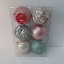 Ashland Shatterproof Ornaments Christmas Noel 6 Piece NEW Approx 4"
