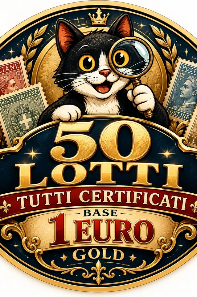 ASTA GOLD 50 FRANCOBOLLI TUTTI CERTIFICATI BASE 1 EURO