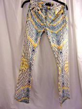 Roberto Cavalli Just Cavalli Snake Print Cotton Jeans 24 / 38 Blues Yellows Y2K